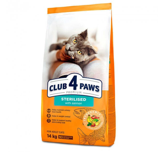 Клуб 4 лапи CLUB 4 PAWS Преміум "Стерилізовані". Повноцінний сухий корм для дорослих стерилізованих котів 14 кг