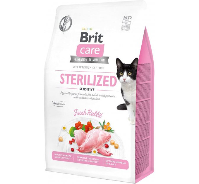 Корм Brit Care Cat сухий для стерилізованих котів з чутливим травленням Бріт Кеа Кет Грейн Фрі Стеріалайзд Сенситів 0,4 кг