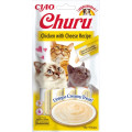 Ласощі INABA "Churu" для котів, вершковий мус в стіках, курка з сиром 4*14 гр. (EU107)