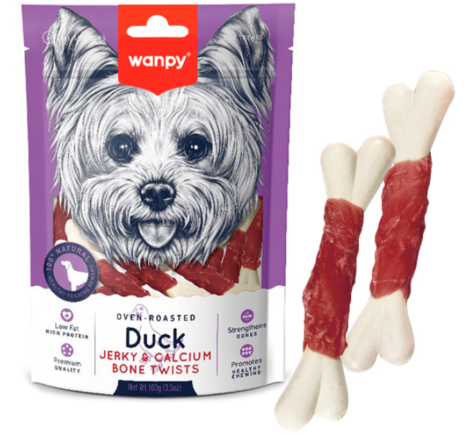 Wanpy кістка з в\'яленою качкою і кальцієм (Duck&Calcium)  ласощі для собак, 100 г. ПОШТУЧНО (DE-08H-R1)