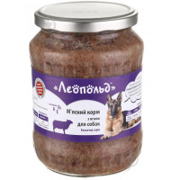 Леопольд М\'ясний раціон з ягням для собак, скло, 460г