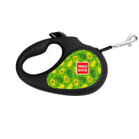8124-0048-01 Повідець-рулетка для собак WAUDOG R-leash, малюнок "Авокадо", S, до 15 кг, 5 м, світловідбиваюча стрічка чорний