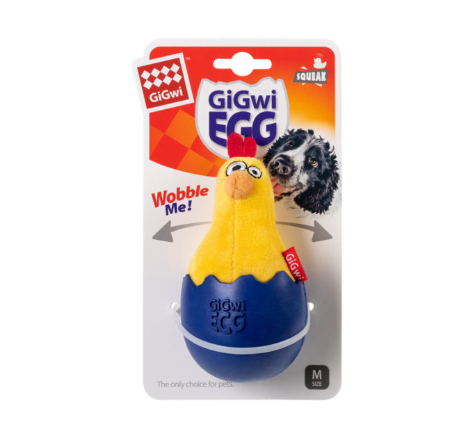 75476 Іграшка для собак Курча-неваляшка з пищалкою Gigwi Basic, текстиль, гума, 14 см