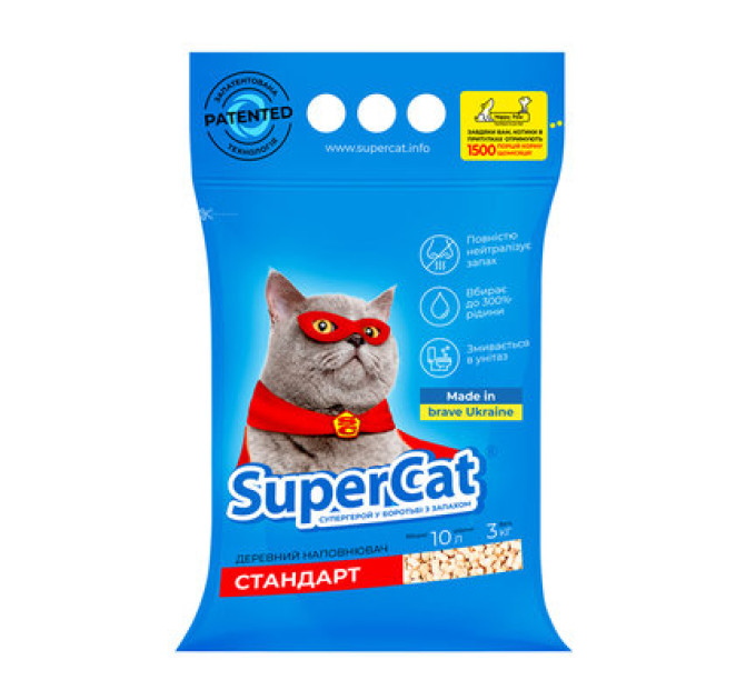 Наповнювач для котячого туалету SuperCat СТАНДАРТ Деревний 3 кг (5 л)