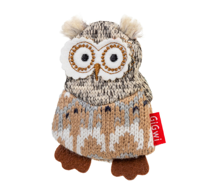 75036 Іграшка для собак сова з пищалкою Gigwi Plush, текстиль, 10см