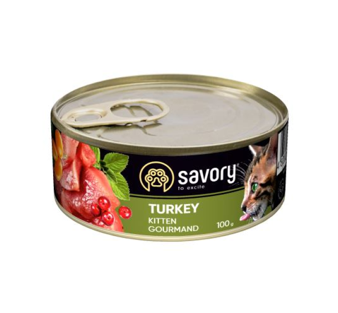 Набір консерв Savory 3+1 для котів Kitten індичка 100g