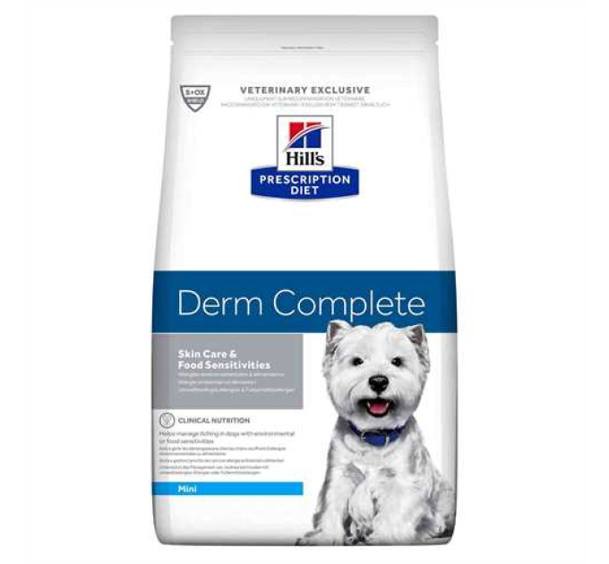 Корм для собак Hill\'s Prescription Diet Canine Derm Complete Mini сухий для собак малих порід при харчовій алергії та атопічному дерматиті 1.0 кг 606429