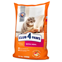 Клуб 4 лапи CLUB 4 PAWS Преміум "З Телятиною". Повнораціонний сухий корм для котів 14,0 кг