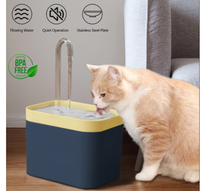 Автоматична поїлка-фонтан USB, pet water fountain, 1.5L, 5V без коробки