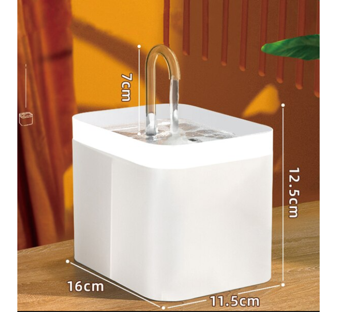 Автоматична поїлка-фонтан, pet water fountain, 1.5L, 220V J2619-White-EU Прозорий-матовий