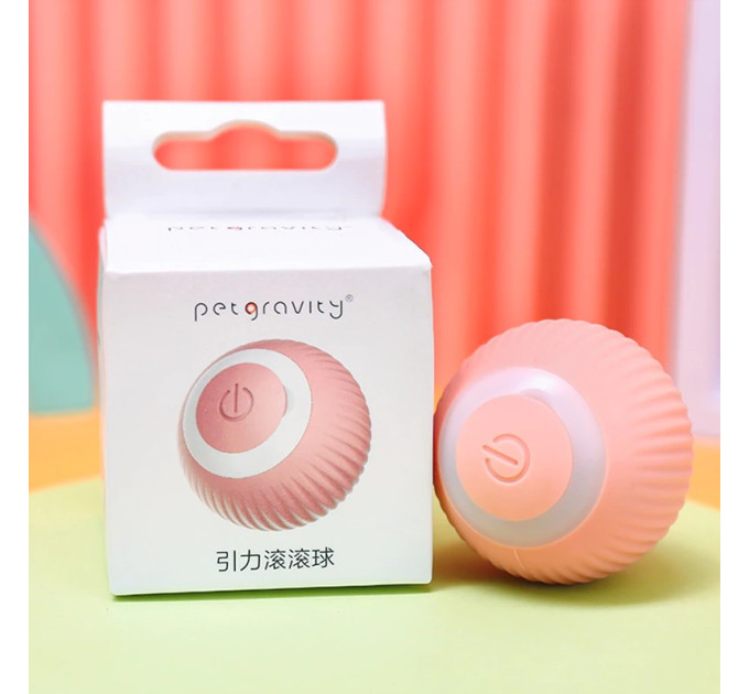 Смарт іграшка PetGravity обертовий м\'ячик для котів або собак рожевий PG-CT041