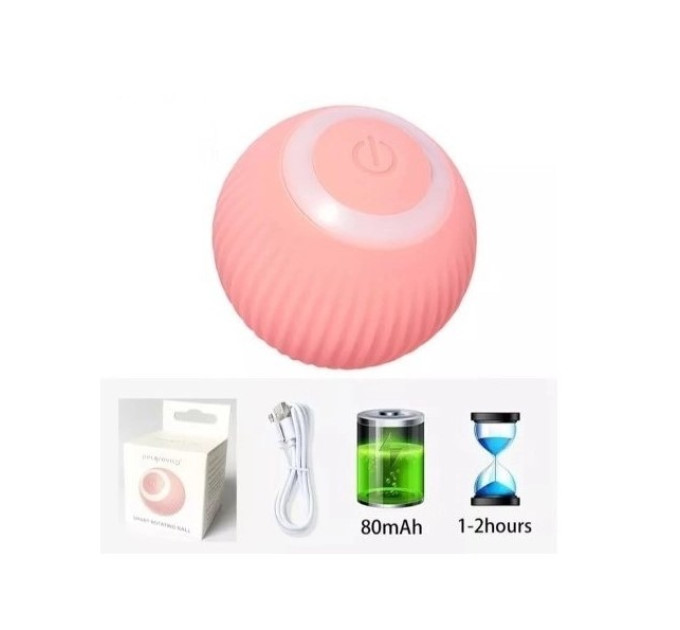 Смарт іграшка PetGravity обертовий м\'ячик для котів або собак рожевий PG-CT041