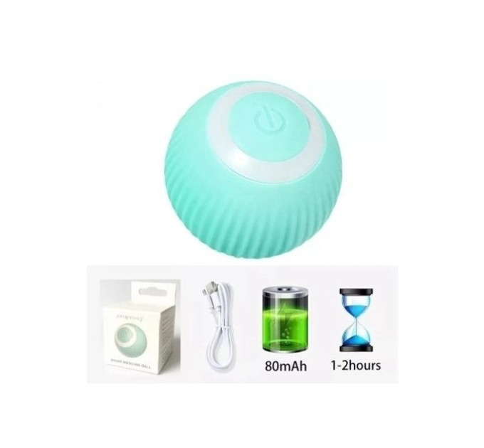 Смарт іграшка PetGravity обертовий м\'ячик для котів або собак бірюзовий PG-CT042
