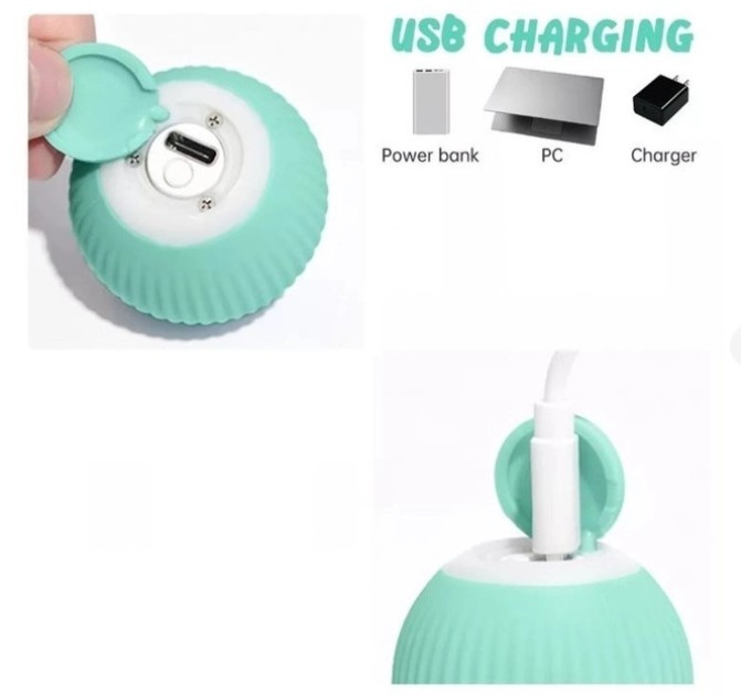 Смарт іграшка PetGravity обертовий м\'ячик для котів або собак бірюзовий PG-CT042