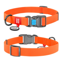 27774 Нашийник WAUDOG Waterproof з QR паспортом, водостійкий, пластиковая пряжка-фастекс помаранчевий, Ш 25 мм, Дов 38-58 см