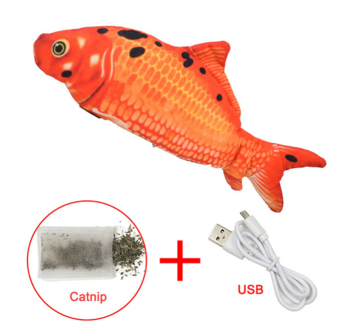 Механічна іграшка-рибка для котів (USB), короп райдужний