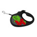8124-0228-01 Повідець-рулетка для собак WAUDOG R-LEASH, малюнок "Калина", S, ДО 15 КГ, 5 М, світловідбиваюча стрічка, Чорний