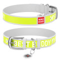 0020-0024-15 Нашийник WAUDOG Design з малюнком "Друг", преміум шкіра, металева пряжка (ширина 20 мм, довжина 30-39 см), білий