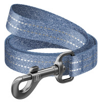 Повідець для собак із відновленої бавовни WAUDOG Re-cotton, світловідбиваючий, Ш 25 мм, Дов 200 см синій 032012