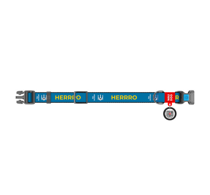 282-4025 Нашийник для собак нейлоновий WAUDOG Nylon з QR паспортом, малюнок "Патрон", пластиковий фастекс, L, Ш 25 мм, Дов 31-49 см