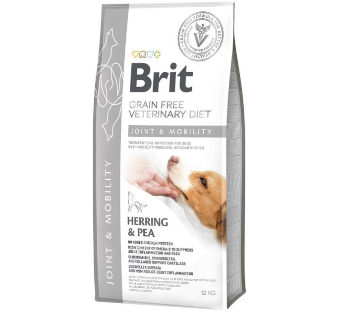 Корм Бріт Brit GF VetDiets Dog Mobility 12 kg для суставов с селедкой, лососем, горохом и гречкой