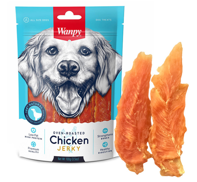CA-01Hх Wanpy КУРЯЧА ГРУДКА В\'ЯЛЕНА (Chicken Jerky) ласощі для собак 100г