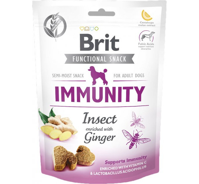 Корм Функциональные лакомства Бріт Brit Care Immunity насекомые с имбирем д/собак, 150 г
