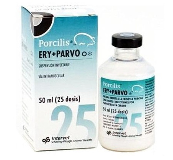 Вакцина Порциліс Ері+Парво 25доз. Porcilis Ery+Parvo- вакцина інактивована проти бешихи й парвовірозу свиней(MSD, США, фл. 25 доз (50мл)) Вакцина Порциліс Ері+Парво 25доз. Porcilis Ery+Parvo- вакцина інактивована проти бешихи й парвовірозу свиней(MSD, США, фл. 25 доз (50мл))
