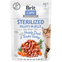 Корм Бріт Brit Care Cat pouch 85g філе в желе качка з індичкою для стерилізованих