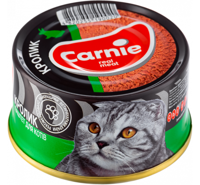 Паштет Carnie мясний з кроликом для дорослих котів 90 г