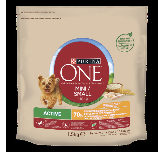 Purina One Mini Active(Ван МІНІ).З куркою та рисом. Для активних собак, сух 8x800г