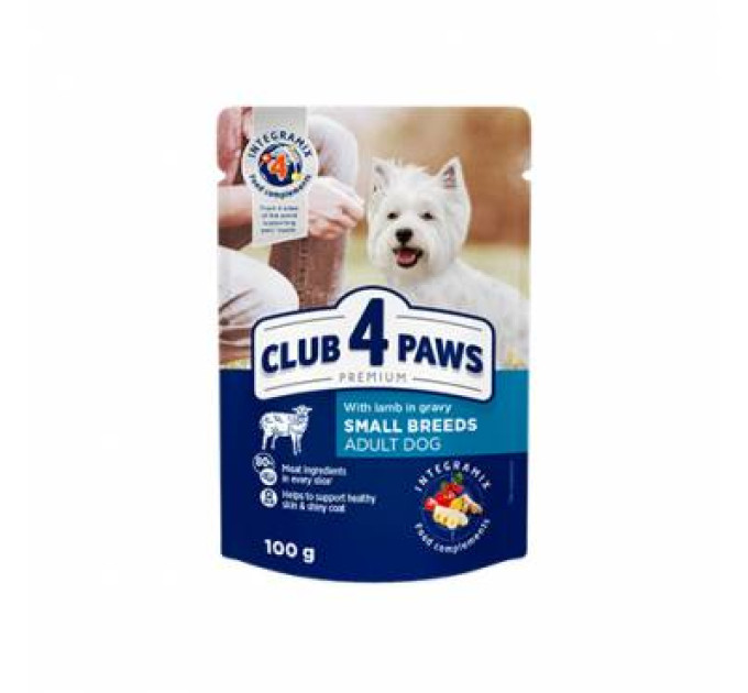 Клуб 4 лапи CLUB 4 PAWS Преміум "З ягням в соусі". Повнораціонний консервований корм для дорослих собак малих порід 0,1 кг