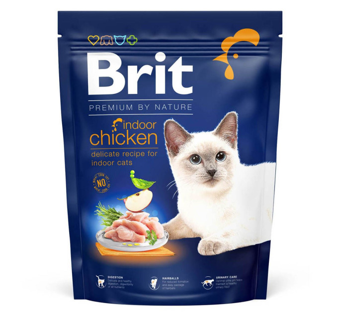 Корм Бріт Brit Premium by Nature Cat Indoor 800 g (д/котов, живущих в помещении, с курицей)