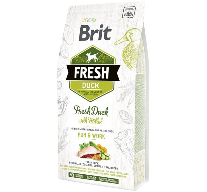 Корм Бріт Brit Fresh Duck/Millet Active Run and Work 2,5 kg утка,пшено д/взрослых собак