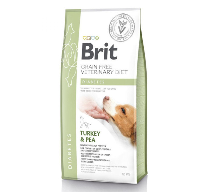 Корм Бріт Brit GF VetDiets Dog Diabetes 12 kg при сахарном диабете с идейкой и горохом