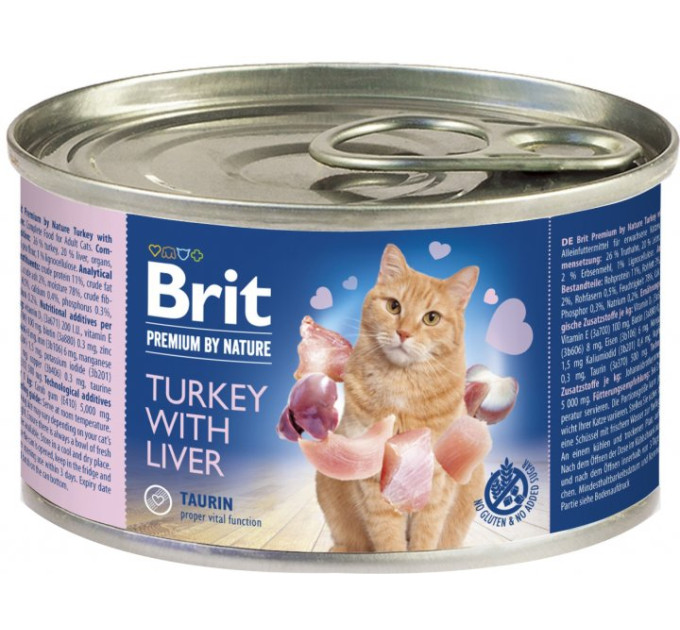 Корм Brit Premium by Nature Cat k 200g індичка з печінкою