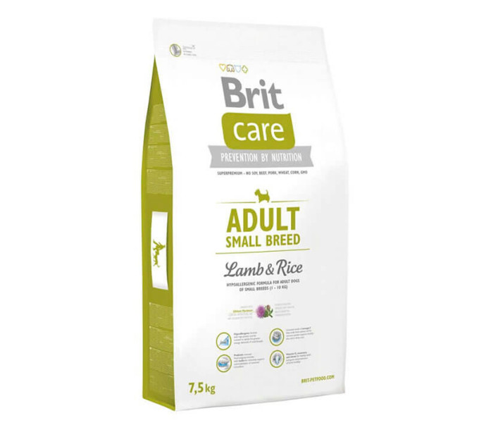 Сухий корм для собак вагою до 10 кг. Brit Care Adult Small Breed Lamb Rice 7,5 кг.