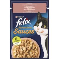 FELIX Sensations Sauces (Феликс Сенсейшнз Соуси). Лосось з креветками, гриль у соусі. Конс/кот 26х85