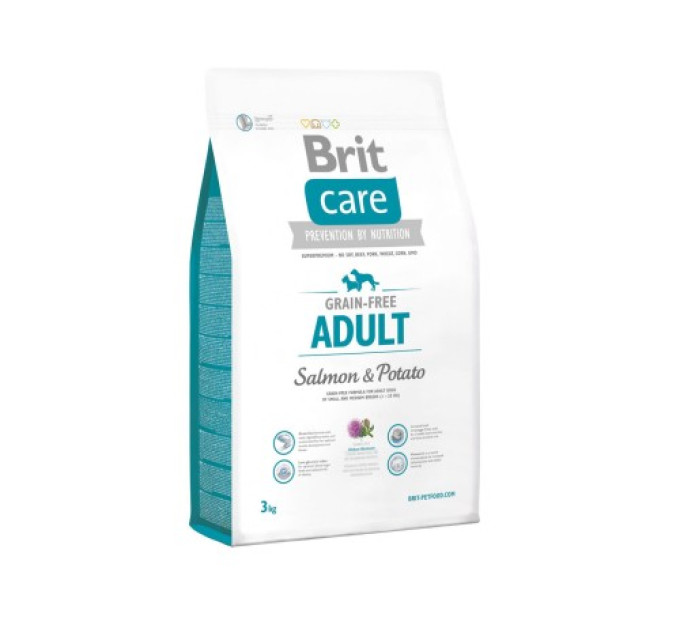 Корм Бріт Brit Care GF Adult Salmon and Potato 3 kg (д/собак весом до 25 кг)