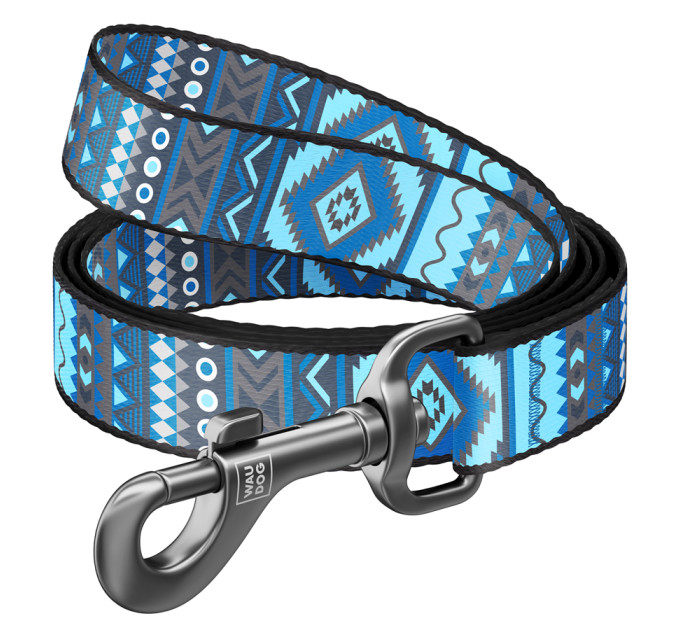 4597 Повідець WAUDOG Nylon, малюнок  "Етно синій"
