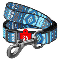 5336 Повідець WAUDOG Nylon регульований, малюнок "Етно синій"