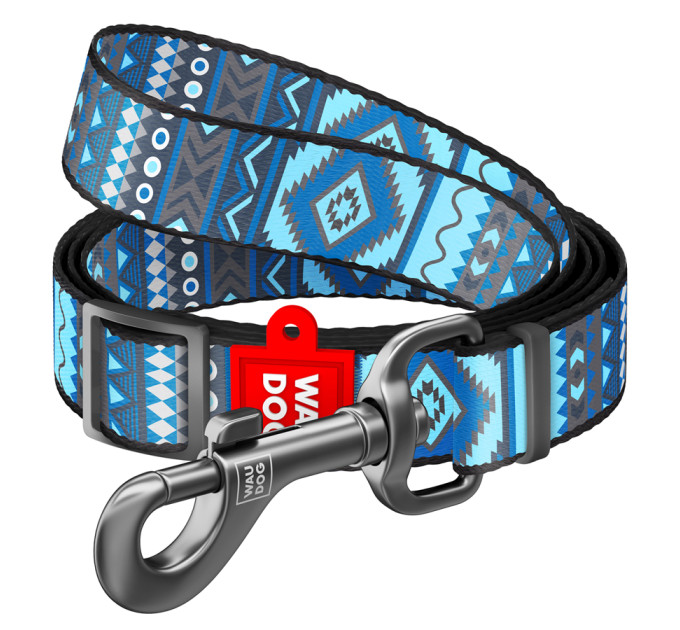 5336 Повідець WAUDOG Nylon регульований, малюнок "Етно синій"