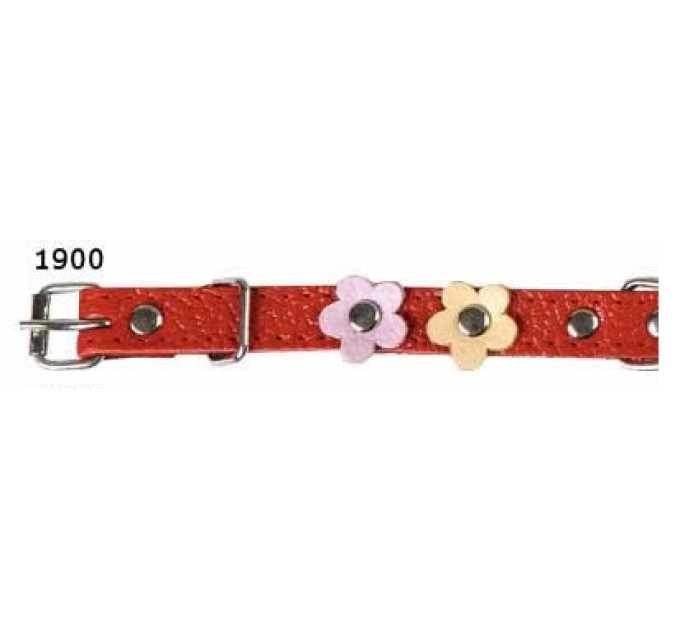 1900 Нашийник 12 мм. 210-270 мм. з аплікацією зі шкіри