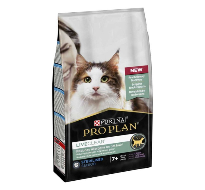 ProPlan LiveClear Sterilised Snr. З індичкою. Для кастрованих котів старше 7 років, сух. 6х1,4кг