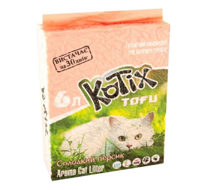 Наповнювач для котів Котікс Тофу KOTIX TOFU Honey Peach, 6L