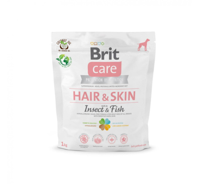 Корм Бріт Brit Care Dog Insect Fish корм для собак с насекомыми и рыбой для кожи и шерсти 1 kg