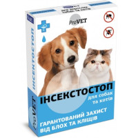 Краплі Інсектостоп ProVET 0,8мл для дорослих собак і котів (інсектоакарицид)
