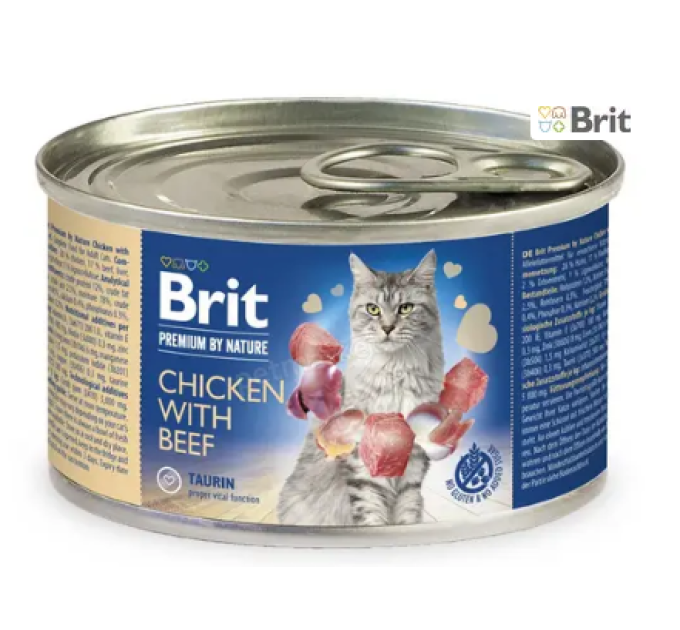 Корм Brit Premium by Nature Cat k 200g курка з яловичиною