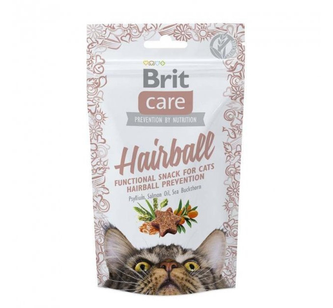 Ласощі Brit Care для котів для профілактики появи грудок шерсті Бріт Кеа Хеірбол з качкою 50г 111265\\521395