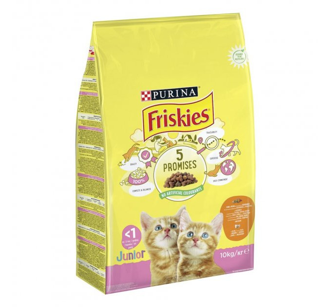 Friskies Junior(Фріскіс Юніор).З куркою, молоком та овочами.Сух/кот 10кг